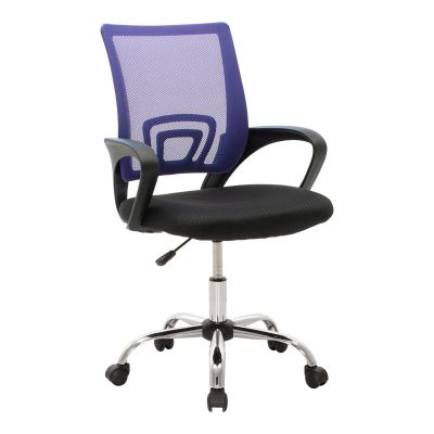 Scaun de birou recliner Berto II, Mesh Albastru-Negru, Baza, Cromata, 60x48x85-95 cm - Negru