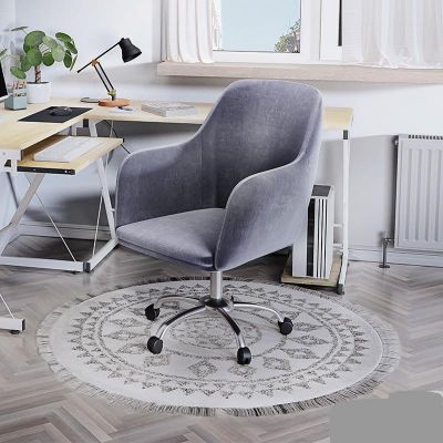 Scaun de birou Xever, catifea, Roz - Gri, 54x55x80 cm - Gri