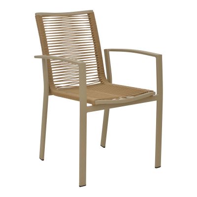 Scaun de plaja din aluminiu si tex Maron, șampanie, Maro - Natural, 57x63x83 cm - Maro