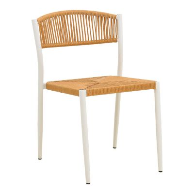 Scaun exterior Cura, aluminiu si ratan, 50x58x78 cm - Alb
