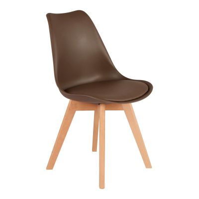 Scaun modern cu sezut Gaston, Maro, Picioare din lemn, Natural, 43x51x75 cm - Maro