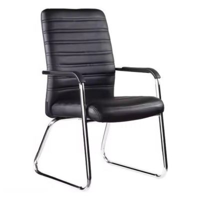 Scaun pentru oaspeti Sefine, picior din crom, Alb - Negru, 53x45x97 cm, 45x53 cm - Negru