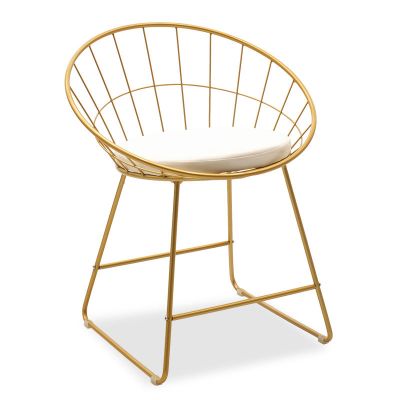 Scaun Seth sarma metalica aurie cu perna pvc, alb, 58x50x71 cm - Auriu