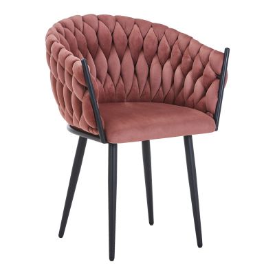 Scaun Vivian, Catifea, Metal, Negru, 61x55x80 cm - Roz