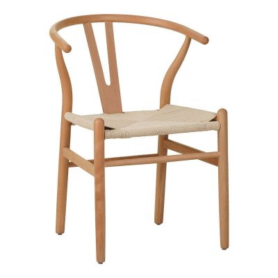 Scaun Wishbone rubberwood-rope, Natural, 60x51x80 cm - Natur