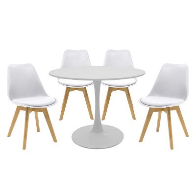 Set de Masa de 5 piese Balou-Gaston nuante, alb-Natural, D100x75 cm - Natur