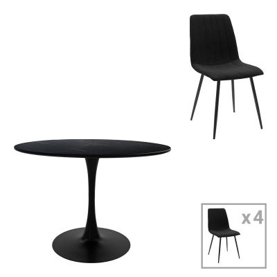 Set de Mobilier pentru sufragerie Balou-Noor, & Țesătură, Negru, 100x73 cm - Negru