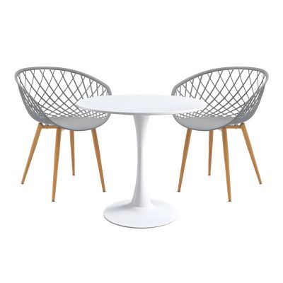 Set de sufragerie Elijah-Ezra 3 piese, Gri-Alb, 60x74 cm - Natur