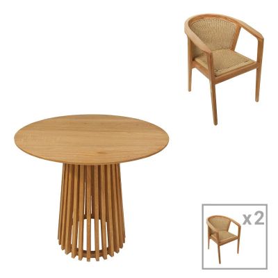 Set de sufragerie Granny-Kenda, 3 piese, Natural, D80x75 cm - Natur