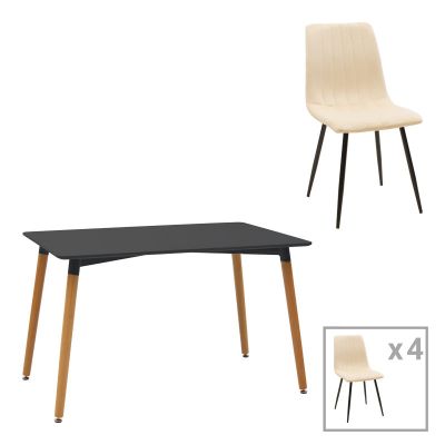 Set masa si scaune 5 piese Natali-Noor, Alb, 120x80x76 cm - Alb
