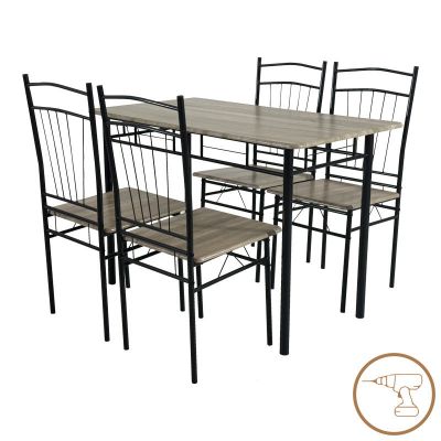 Set masa si scaune 5 piese Reforia, Gri, 110x60x74 cm - Gri