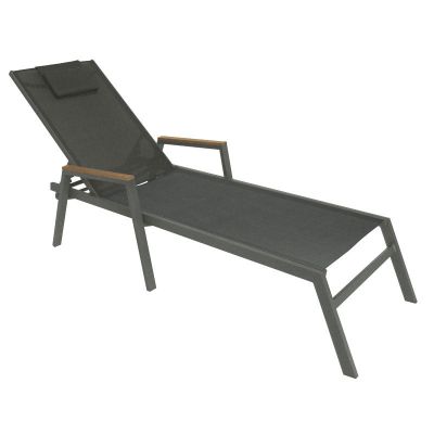 Sezlong cu brate Koby aluminiu-textilena, antracit, 200x66x34 cm - Antracit