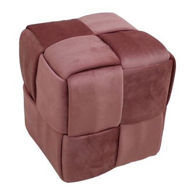 Taburet Jisko catifea, 38x38x40 cm - Roz