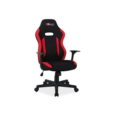 Scaun gaming tapitat cu stofa Raziel Rosu / Negru, l65xA47xH109-119 cm