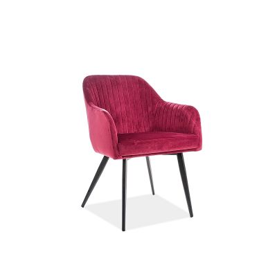 Scaun tapitat cu stofa si picioare metalice Elina Velvet Burgundy / Negru, l48xA47xH82 cm Scaun tapitat cu stofa si picioare metalice Elina Velvet Burgundy / Negru, l48xA47xH82 cm