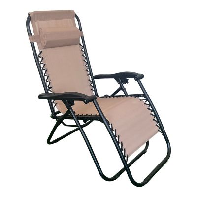 Fotoliu relaxant pliabil Mirka, Metal Negru, Textilenă, Gri, 65x165x110 cm - Maro
