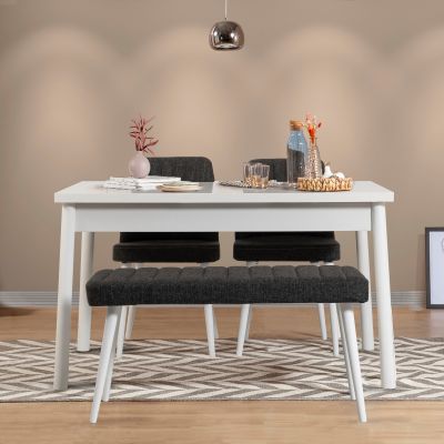Masă cu scaune 4 bucăți Costa White, Alb - Antracit, 120x75x77 cm - Alb - Antracit