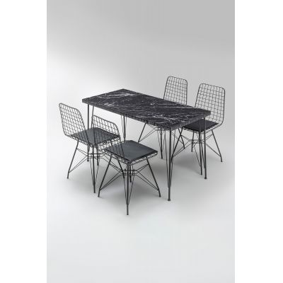 Masă cu scaune 5 bucăți Bndymk001, Negru, 120x60x72 cm - Negru