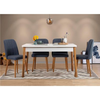 Masă cu scaune 5 bucăți Costa alb Atlantice, Diverse culori, 120x75x77 cm - Pin atlantic - Bleumarin