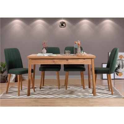 Masă cu scaune 5 bucăți Costa Atlantice, Pin atlantic - Verde, 120x75x77 cm - Natural - Verde