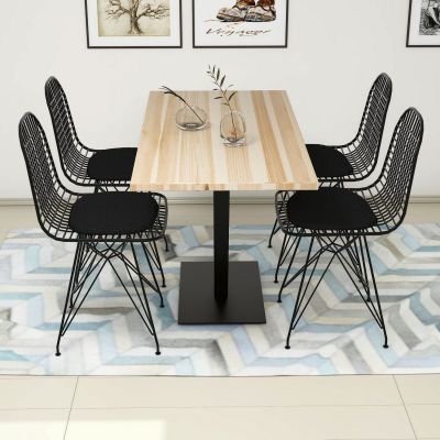 Masă cu scaune 5 bucăți Sun, Diverse culori, 130x66x77 cm - Silverbirch - Negru
