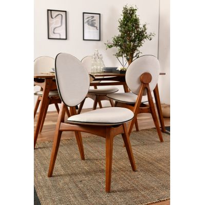 Masă cu scaune 5 bucăți Touch lemn, Diverse culori, 47x45x92 cm - Nuc - Crem