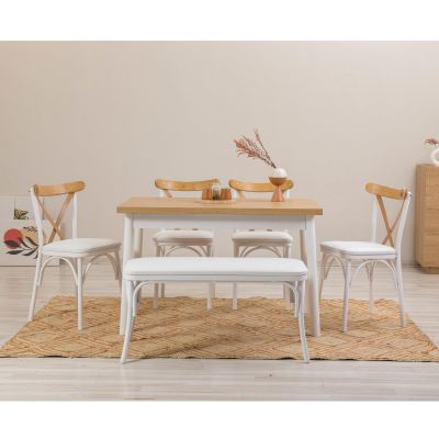 Masă cu scaune 6 bucăți Oliver Sbt.Karina, Diverse culori, 120x75x77 cm - Alb
