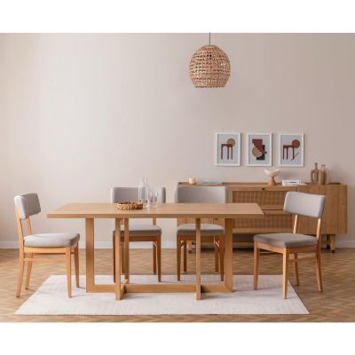 Masă cu scaune Madison Set, Stejar, Diverse configurații, Diverse dimensiuni - 6 bucăți / 47x45x86 cm