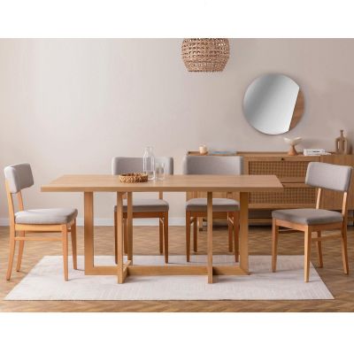 Masă cu scaune Madison Set, Stejar, Diverse configurații, Diverse dimensiuni - 7 bucăți / Ø77x86 cm