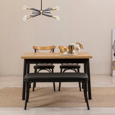 Masă cu scaune Oliver Sbt Karina, Diverse culori, Diverse configurații, 120x75x77 cm - Negru / 4 bucăți