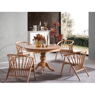 Masă extensibilă cu scaune 4 bucăți Eva, Natur, 118x118x75 cm - Natural