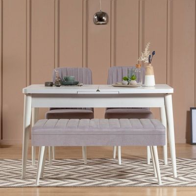 Masă extensibilă cu scaune 4 bucăți Vina 0701 - 3, Diverse culori, 129x80x75 cm - Alb - Gri