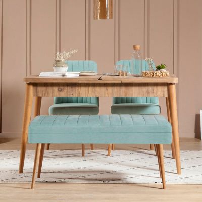 Masă extensibilă cu scaune 4 bucăți Vina 0701 - 3, Diverse culori, 129x80x75 cm - Pin atlantic - Pistachio green