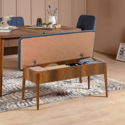 Masă extensibilă cu scaune 4 bucăți Vina 1048, Diverse culori, Diverse dimensiuni - Nuc - Albastru închis / 130x80x77 cm