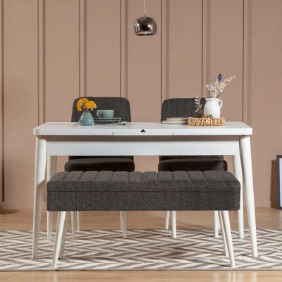 Masă extensibilă cu scaune 4 bucăți Vina 1053 - 3, Diverse culori, 129x80x75 cm - Alb - Antracit