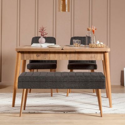 Masă extensibilă cu scaune 4 bucăți Vina 1053 - 3, Diverse culori, 129x80x75 cm - Pin atlantic - Antracit