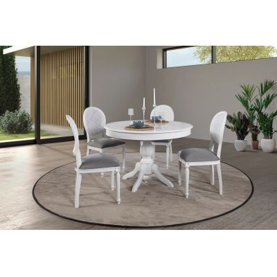 Masă extensibilă cu scaune 5 bucăți Albero151, Natur, 118x118x75 cm - Natural