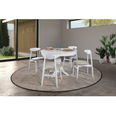 Masă extensibilă cu scaune 5 bucăți Albero152, Natur, 118x118x75 cm - Natural