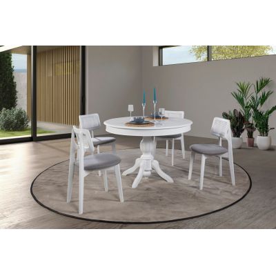 Masă extensibilă cu scaune 5 bucăți Albero153, Natur, 118x118x75 cm - Natural
