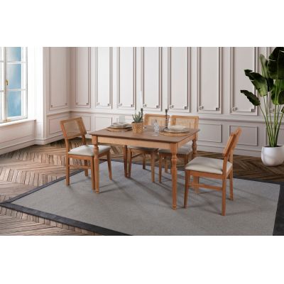 Masă extensibilă cu scaune 5 bucăți Dustin, Natur, 120x80x75 cm - Natural