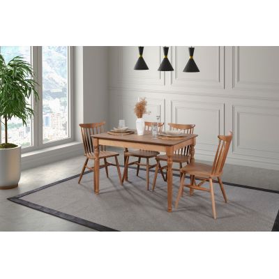 Masă extensibilă cu scaune 5 bucăți Pablo, Natur, 120x80x75 cm - Natural