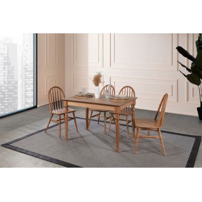 Masă extensibilă cu scaune 5 bucăți Valery, Natur, 120x80x75 cm - Natural