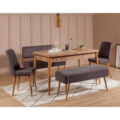 Masă extensibilă cu scaune 5 bucăți Vina 0701 - 4, Diverse culori, 129x80x75 cm - Pin atlantic - Antracit