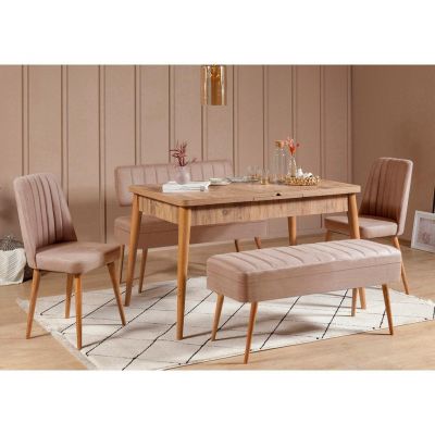 Masă extensibilă cu scaune 5 bucăți Vina 0900 - 4, Diverse culori, 129x80x75 cm - Pin atlantic - Piatră
