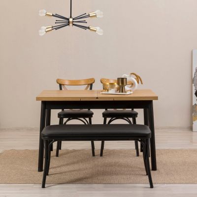 Masă extensibilă cu scaune Oliver Açl.Karina, Diverse culori, Diverse configurații, 120x75x77 cm - Negru / 4 bucăți