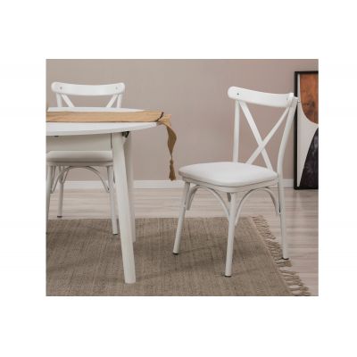 Masă extensibilă cu scaune Oliver, Diverse culori, Diverse configurații, 100x100x75 cm - Alb / 3 bucăți