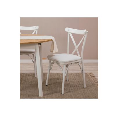 Masă extensibilă cu scaune Oliver, Diverse culori, Diverse configurații, 100x100x75 cm - Alb - Stejar / 3 bucăți