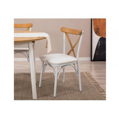 Masă extensibilă cu scaune Oliver, Diverse culori, Diverse configurații, 100x100x75 cm - Stejar - Alb / 3 bucăți