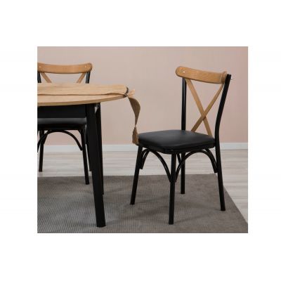 Masă extensibilă cu scaune Oliver, Diverse culori, Diverse configurații, 100x100x75 cm - Stejar - Negru / 3 bucăți