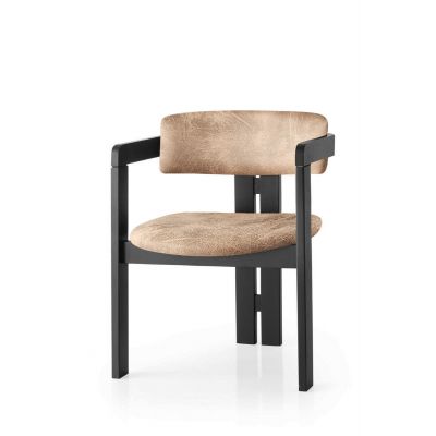Scaun CO - 024, Negru - Bej, 58x49x76 cm - Negru - Bej